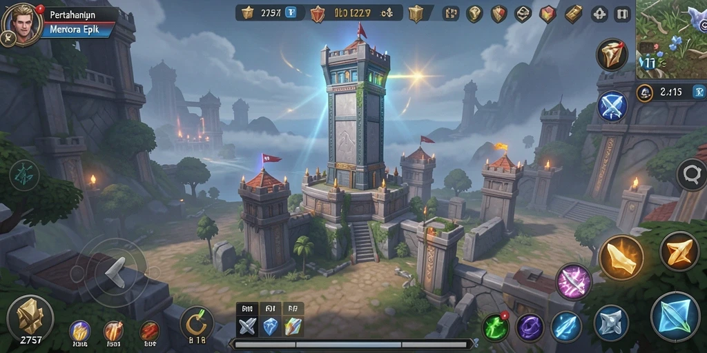 Tangkapan layar utama 2757 menampilkan aksi intens dalam gameplay Tower Defense.