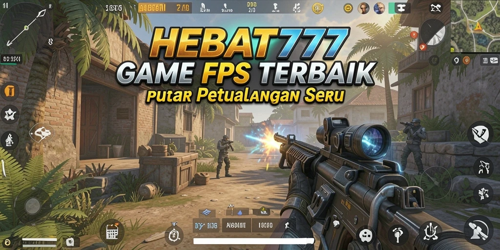 Tampilan gameplay menegangkan HEBAT777 dalam pertempuran FPS.