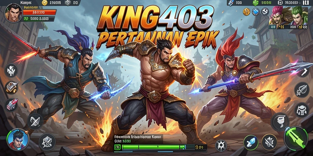 Screenshot KING403 memperlihatkan aksi pertarungan yang seru dan intens.