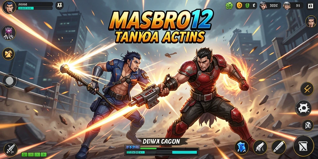 Screenshot utama MASBRO12 menunjukkan aksi seru dengan grafis yang menakjubkan.