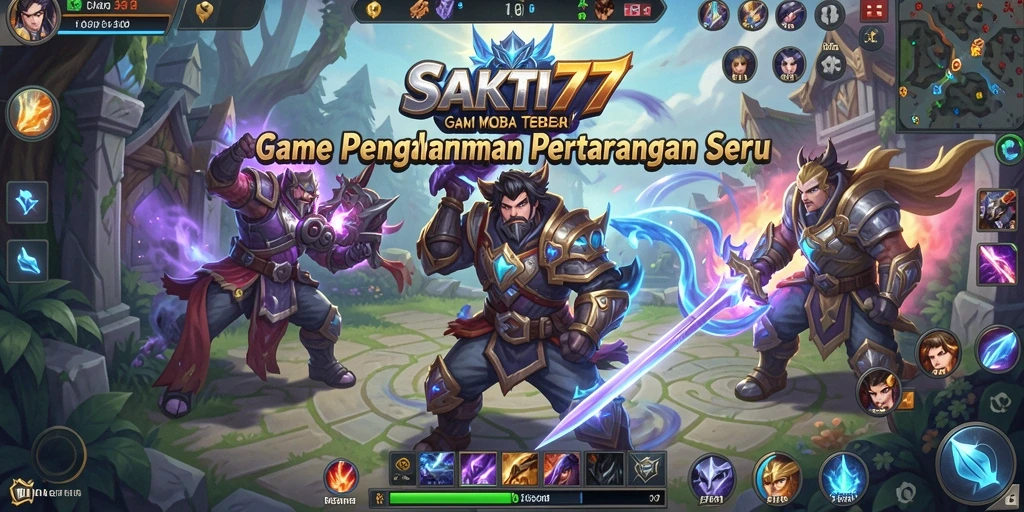 Tampilan gameplay SAKTI77 yang seru dan kompetitif dalam pertarungan MOBA.
