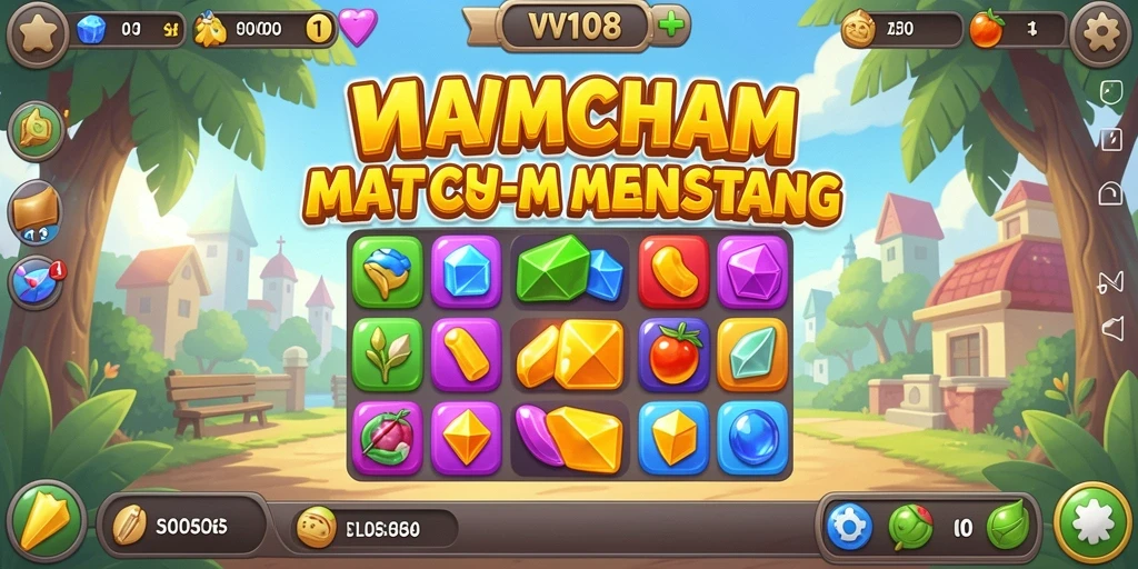Screenshot VW108 menampilkan gameplay Match-3 yang seru dan penuh warna.