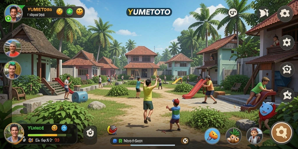 Screenshot YUMETOTO menunjukkan gameplay seru dan beragam aktivitas yang dapat dilakukan.